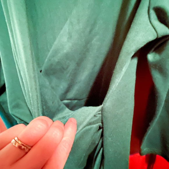 NWOT- Stunning deep forest green faux wrap dress- Christmas - Picture 2 of 5